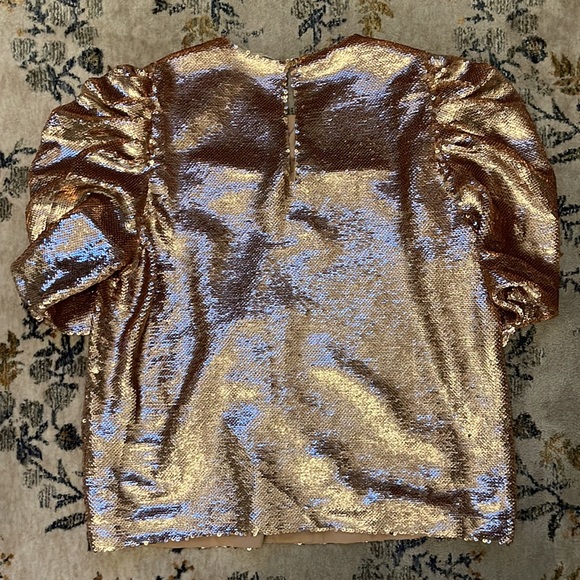 Ulla Johnson Puff Sleeve Rose Gold Top Size 10 Gently Worn - Picture 7 of 7